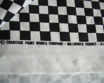 Vintage Cranston U S A  2 Yards 63" wide Black + White CHECKED Sports FLEECE, 70% COTTON. 1980s Thick, light Casual, sportswear, kids, decor