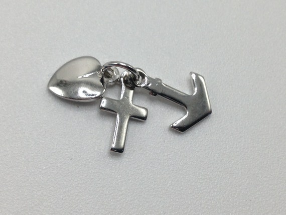 HEART CROSS ANCHOR Vintage Sterling Charm is in n… - image 3
