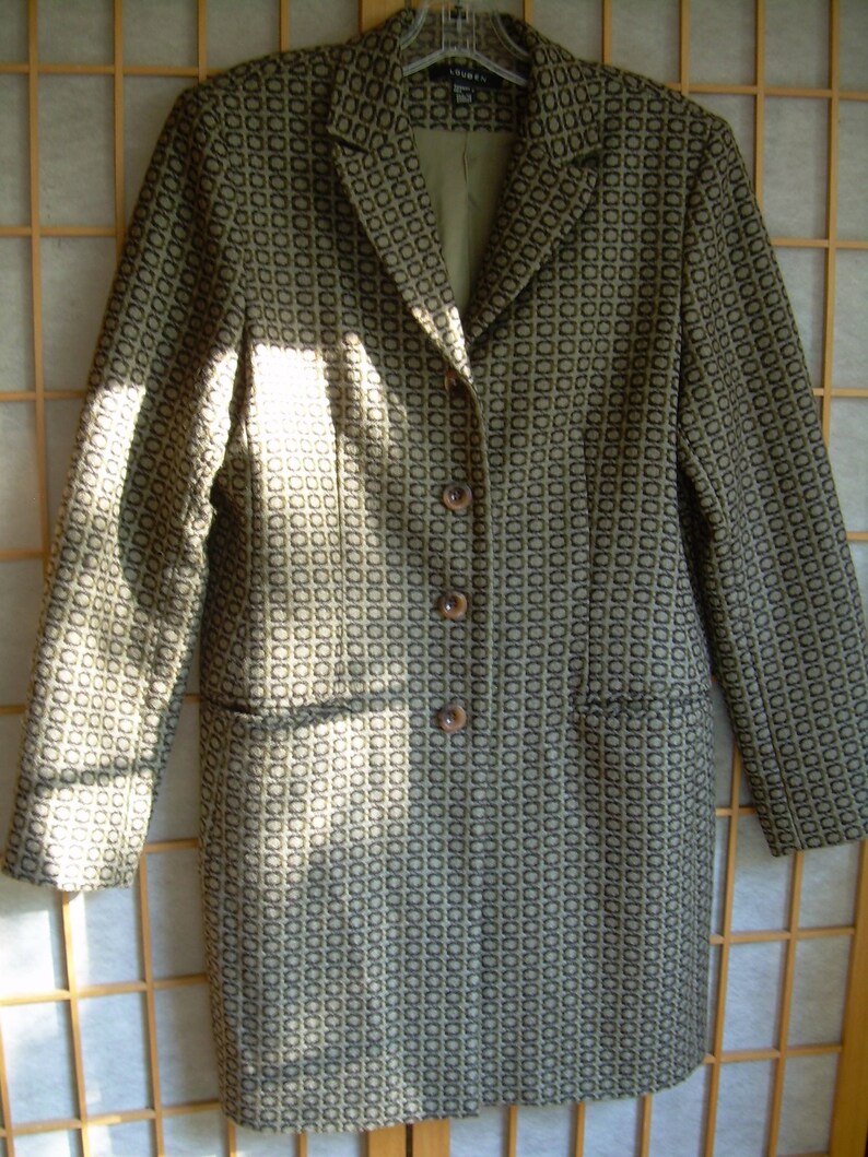 Louben Women/'s 1970s WOOL COAT BROWN beige weave Excellent pre-owned condition. Canada older size 8
