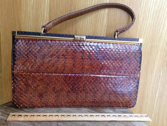 SALE! OWENS + ELMES Snakeskin Handbag late 40s. E… - image 1