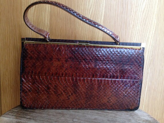 SALE! OWENS + ELMES Snakeskin Handbag late 40s. E… - image 2