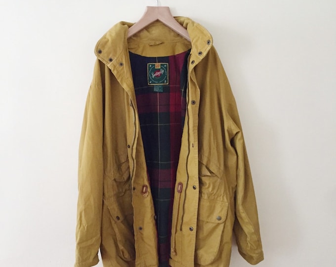 Vintage Gap Mustard Yellow Jacket / Anorak With Plaid Lining Etsy