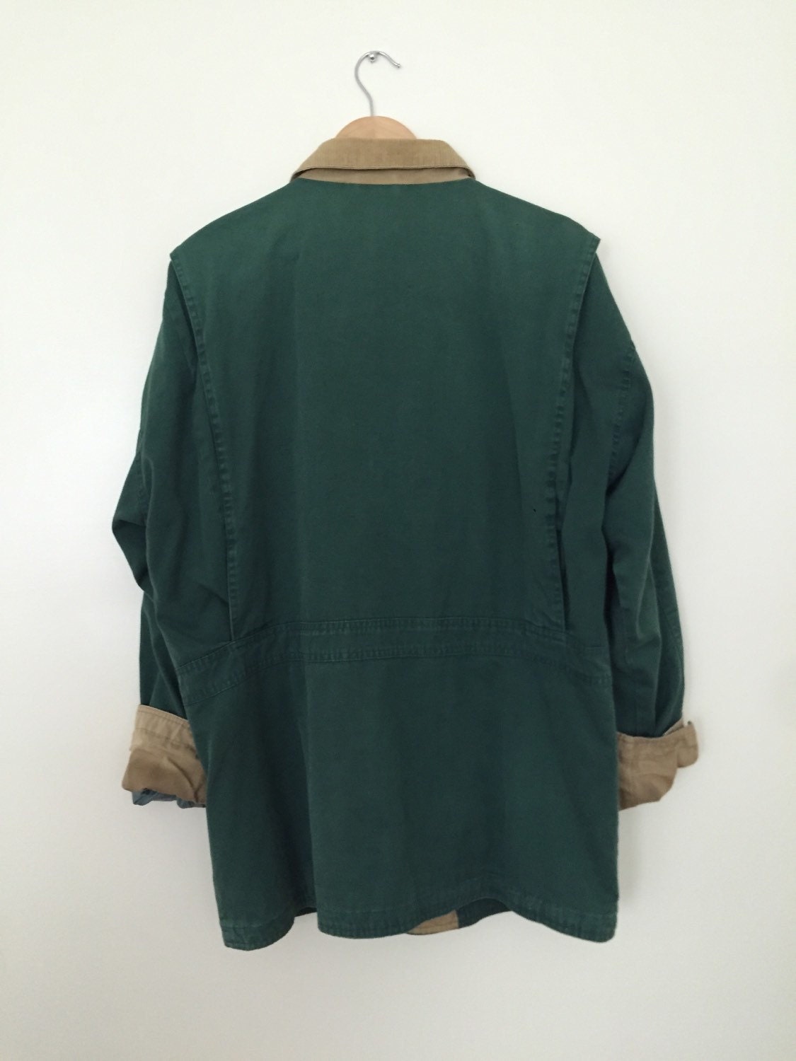 Forest green utility / worker canvas jacket with corduroy Etsy