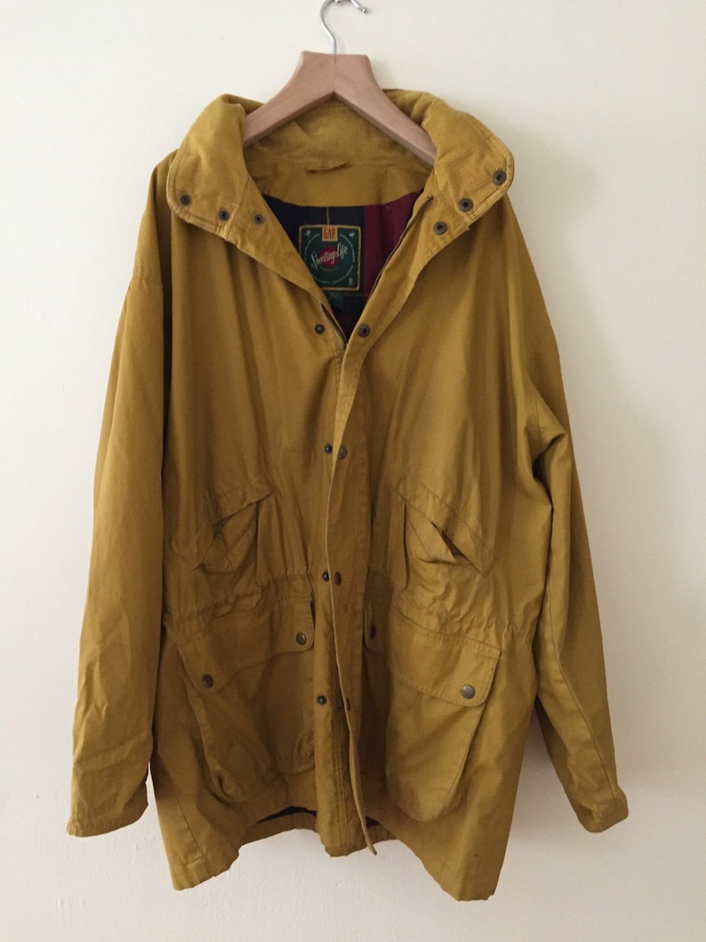 Vintage gap mustard yellow jacket / anorak with plaid lining | Etsy