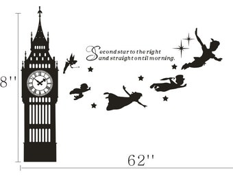 Big Ben Uhr Wandtattoo Peter Pan Wand Aufkleber Zitat Zweite Etsy