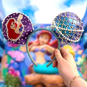 Ariel Mouse Ears – Little Mermaid Inspired Headband – Pearl Trim – Disneybound Accessory – Custom Princess Vacation Ears