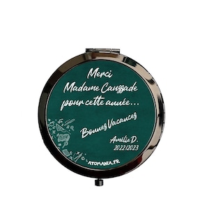 Personalized Pocket Mirror – Teacher, Nanny, Assistant Gift – Chalkboard Design – Handmade in France