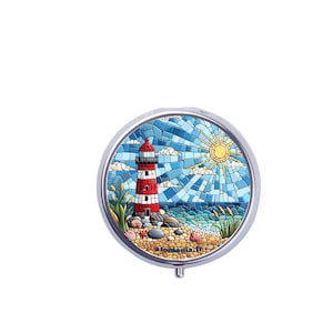 Pocket Ashtray Mosaic - Colorful Design of Seaside Landscape and Lighthouse, 5 cm Diameter, Atomania
