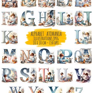 Alphabet Digital Art - Petits Garçons et Chats