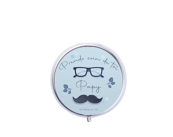 Customizable Round Pill Box for Men, Elegant, &quot;Take Care of Yourself&quot; Message, Father&#39;s Day Gift Idea