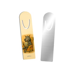 Funny bookmark “Throwing yourself into the wolf’s mouth” – French idiom – Reading gift – Handmade in France