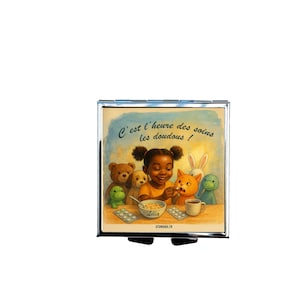 Personalized child pill box – It’s care time for the teddies – Sweet gift for sick child – Metal pill case