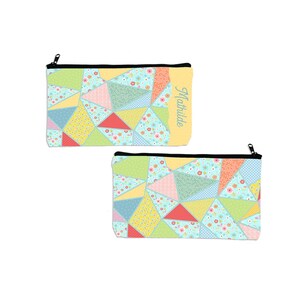 Trousse personnalisable Atomania Patchwork, pratique et esthétique, cadeau unique, personnalisation au prénom