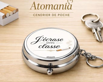 Elegant pocket ashtray “Crush with class” – Chic design – Odor proof stainless steel – Portable smoker gift – Atomania