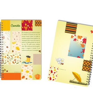 Personalized "Autumn Wishes" Notebook – Fall-Themed Design – A5 – 60 Blank Pages – Waterproof Hardcover – Handmade in France