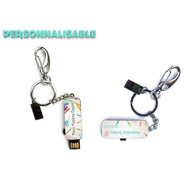 Clé USB Porte-clé Merci Maîtresse, Maître, Atsem, Nounou…