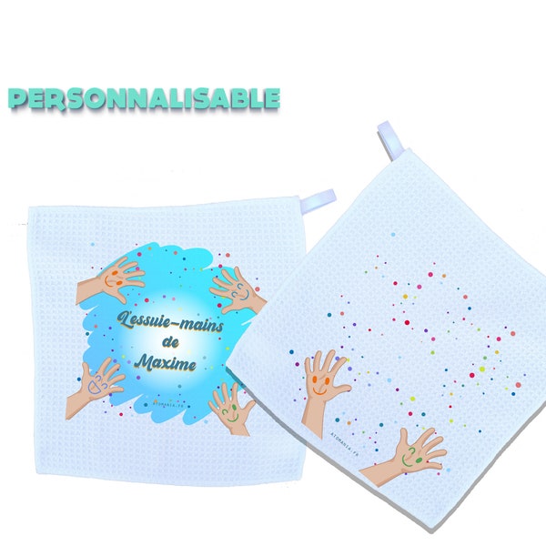 Essuie-mains personnalisables pour enfants - Lot de 2 - Bleu