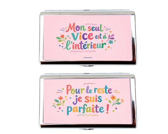 Funny Cigarette Case for Women – Original Humorous Gift With Message – Chic  Pink Metal Case Handmade in France