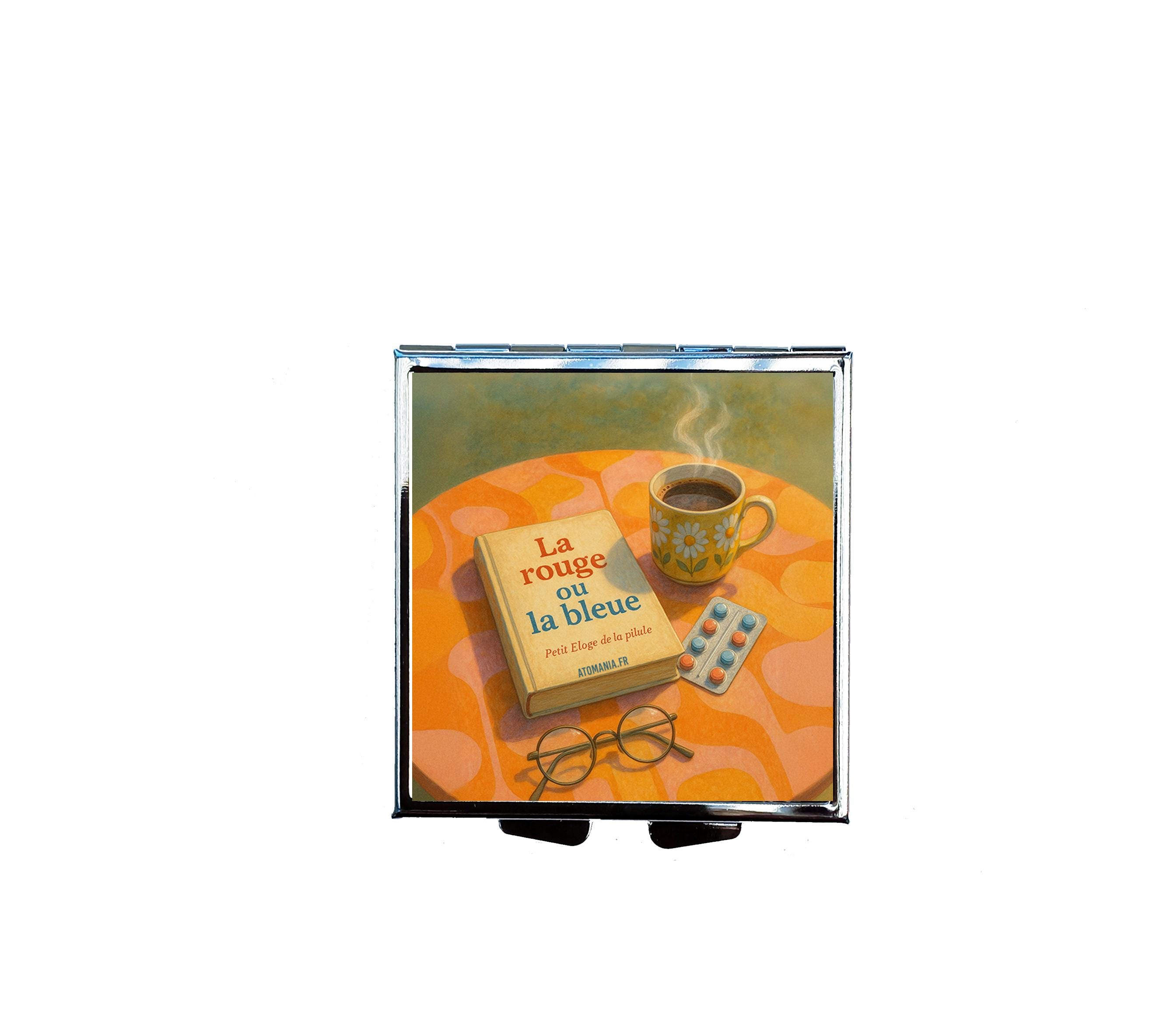 Funny vintage pill box handmade in France – Unique health gift idea – Retro book