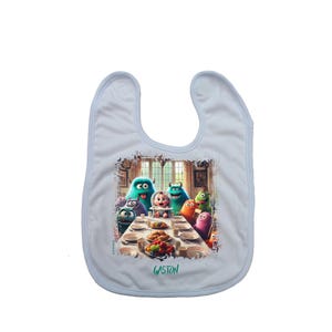 Personalized Baby Bib &quot;Monstrueux&quot; - Colorful Monster Design, Handmade in France, Original Baby Gift, Fast Shipping