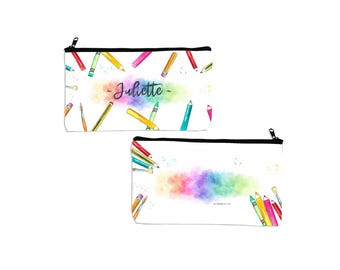Customizable Atomania Watercolor Pencil Case, Elegant & Practical, Generous Space for Supplies, Fast Shipping