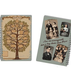 Gepersonaliseerd A5 genealogienotitieboek – Gemaakt in Frankrijk. Ontdek uw familiegeschiedenis met een uniek en inspirerend notitieboek!