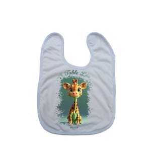 Personalized Baby Bib "Giraffe" - Cute Giraffe Design, Handmade in France, Original Baby Gift, Fast Shipping