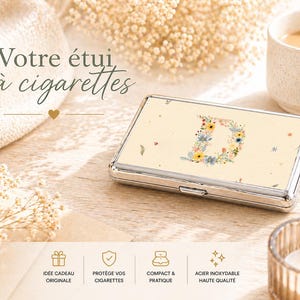 Estuche para cigarrillos personalizado con inicial floral, regalo para mujer, elegante estuche para cigarrillos con letra floral, Atomania