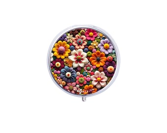 Atomania Felt Flowers Pill Box, Unique Design, Practical & Aesthetic Gift, Easy Opening, Handcrafted in France