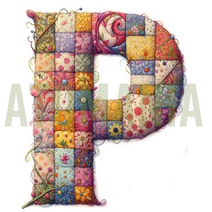 Alphabet Patchwork Digital Art, Atomania - Etsy