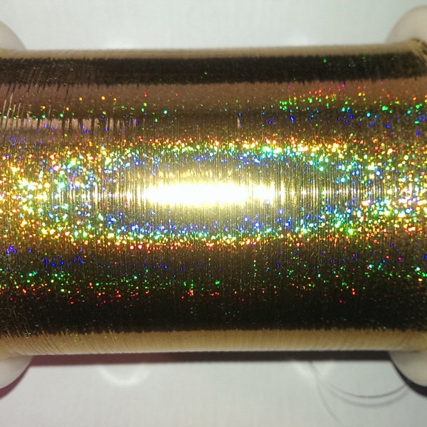 1 Spule 300 g M Type GP 65,00 Euro/ kg holographisch gold unverstärkt Scheibenspule Lurexgarne