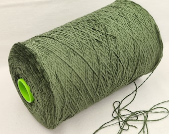 1,6  kgs soft yarn Chenille yarn green Nm 4 100% cotton knitting Crochet on the cone
