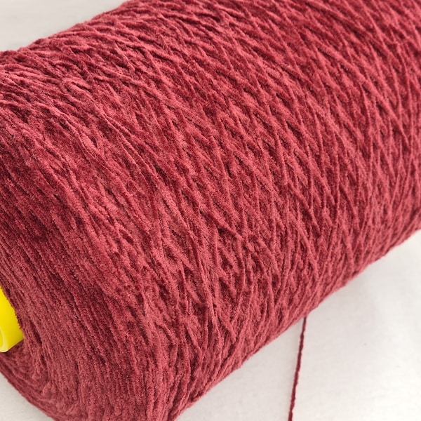 2  kg soft yarn Chenille yarn Pearl ruby red Nm 4 100% cotton knitting Crochet on the cone