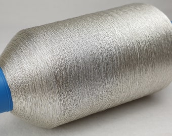 1 spool 250 g metallic yarn SR Nm 23 real silver surface 23.000 m/kg round-yarn embroidery yarn on a cone