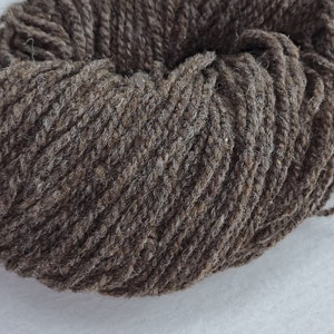 100 g di lana merino biologica certificata non tinta a 2 filamenti, 100 g di matassa marrone mulsing free
