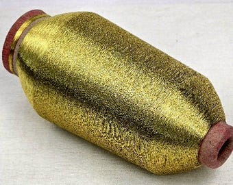 1 spool 250 g metallic yarn LR Nm 38 gold 38.000 m/kg round-yarn embroidery yarn on a cone stitching yarn