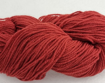 100 g 2-ply plant dyed GOTS certified organic merino wool, 100 g skein, red - mulsing free