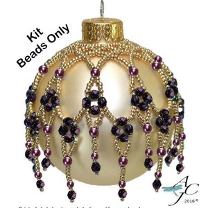 Purple Kit** Easy beaded ornament dripping with Czech Fire Polished - Cathedral Windows - Beads only