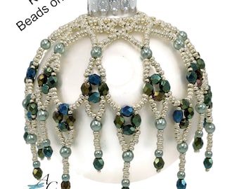 Green Kit** Easy beaded ornament dripping with Czech Fire Polished - Cathedral Windows - Beads only