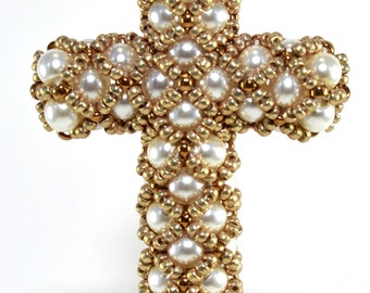 Netted Cross Pendant - PDF Beading Pattern