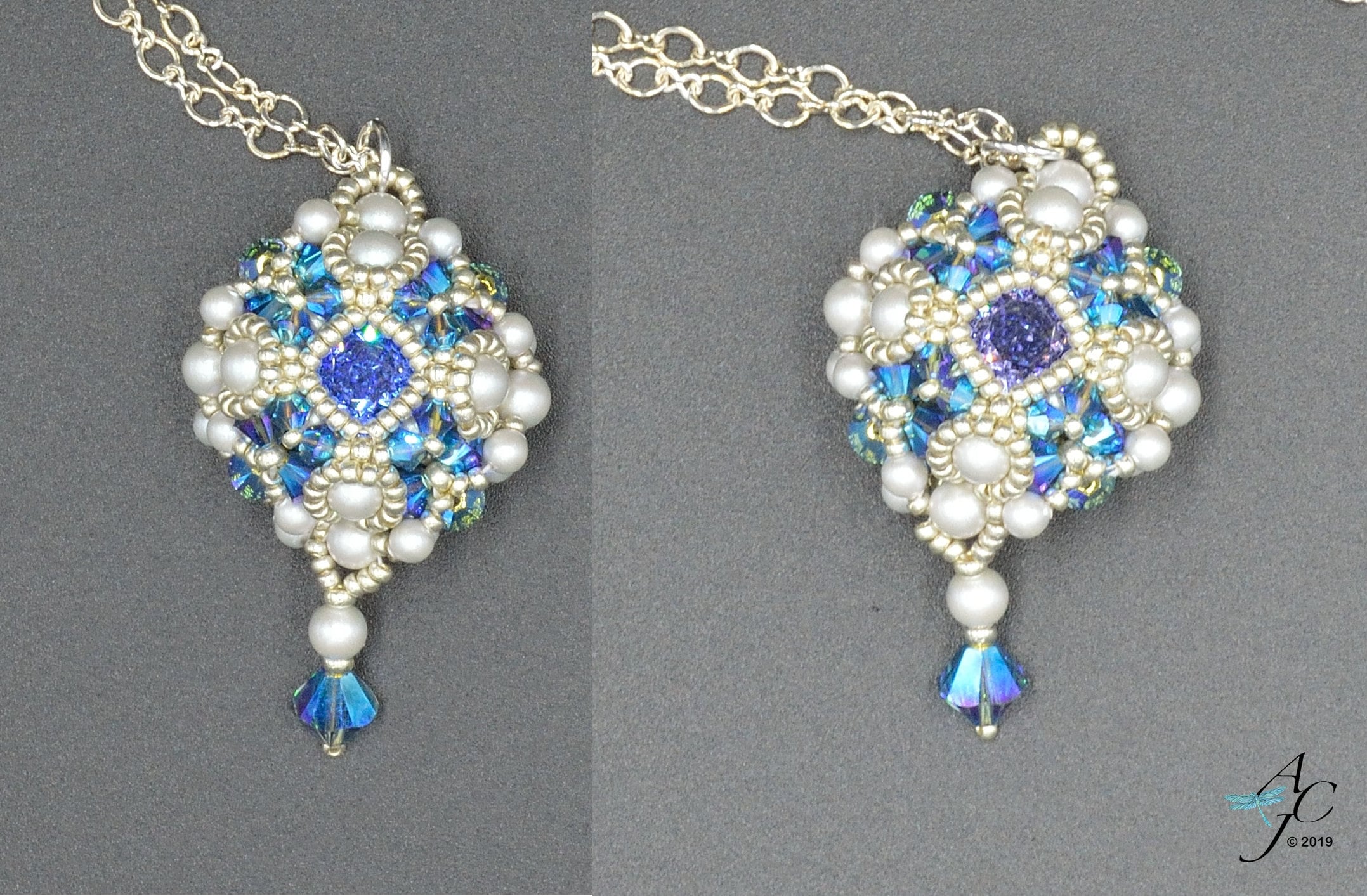 Enchanted Rivoli Pattern Pendant Kit - A Different Color Rivoli on Each Side of This Sparkly ...
