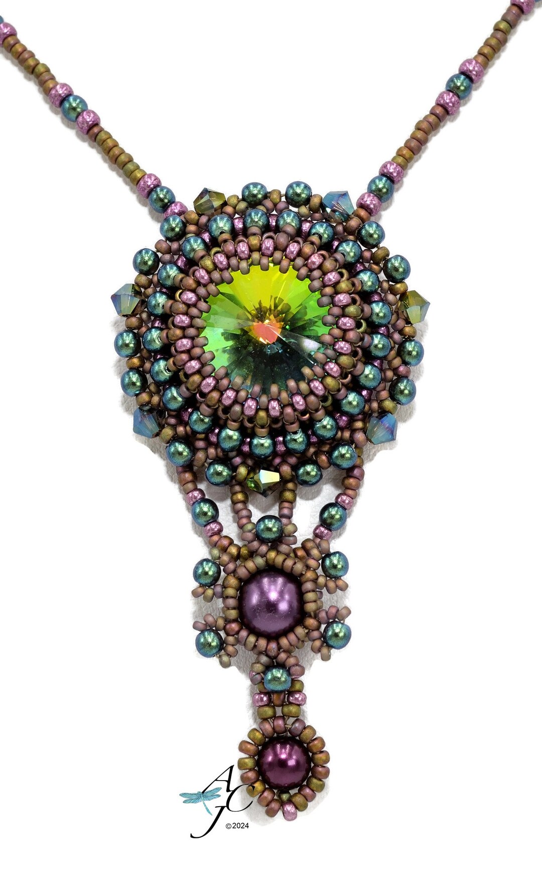 LH Beautiful Pendant With a Unique RAW Bezel for a 18mm Crystal Rivoli ...