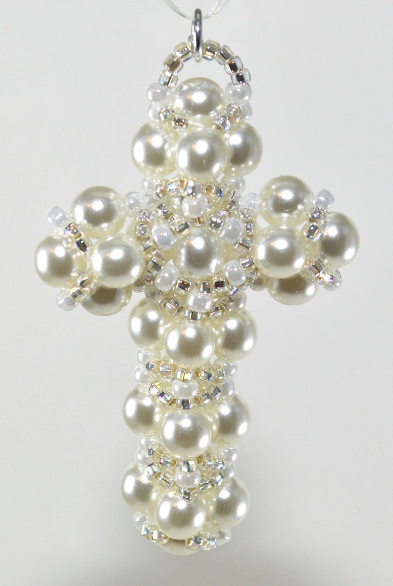 Pearl Cross Pendant A PDF Beading Pattern Etsy