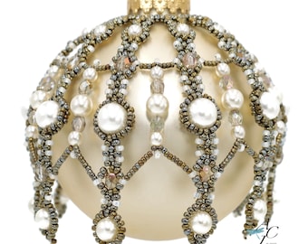 Left-Handed - Beautiful RAW segments of pearls & fire-polish are woven in a design fit for royalty named Regency  - a PDF Beading Pattern