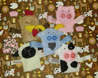 Farm Animal Felt Finger Puppets ~ Set of 5