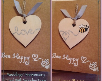 Love Bees Wooden Wedding/Wishing Tree Decoration *Can Personalise Hand Painted 