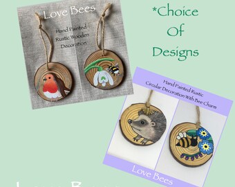 Love Bees '’Bee Hopeful’/Bee-Not-Forgotten-Hedgehog Rustic Decoration With Bee Charm *Choice of 2