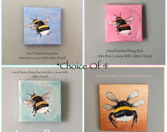 Love Bees Mini Bee Art Box Canvas *Choice Of 4
