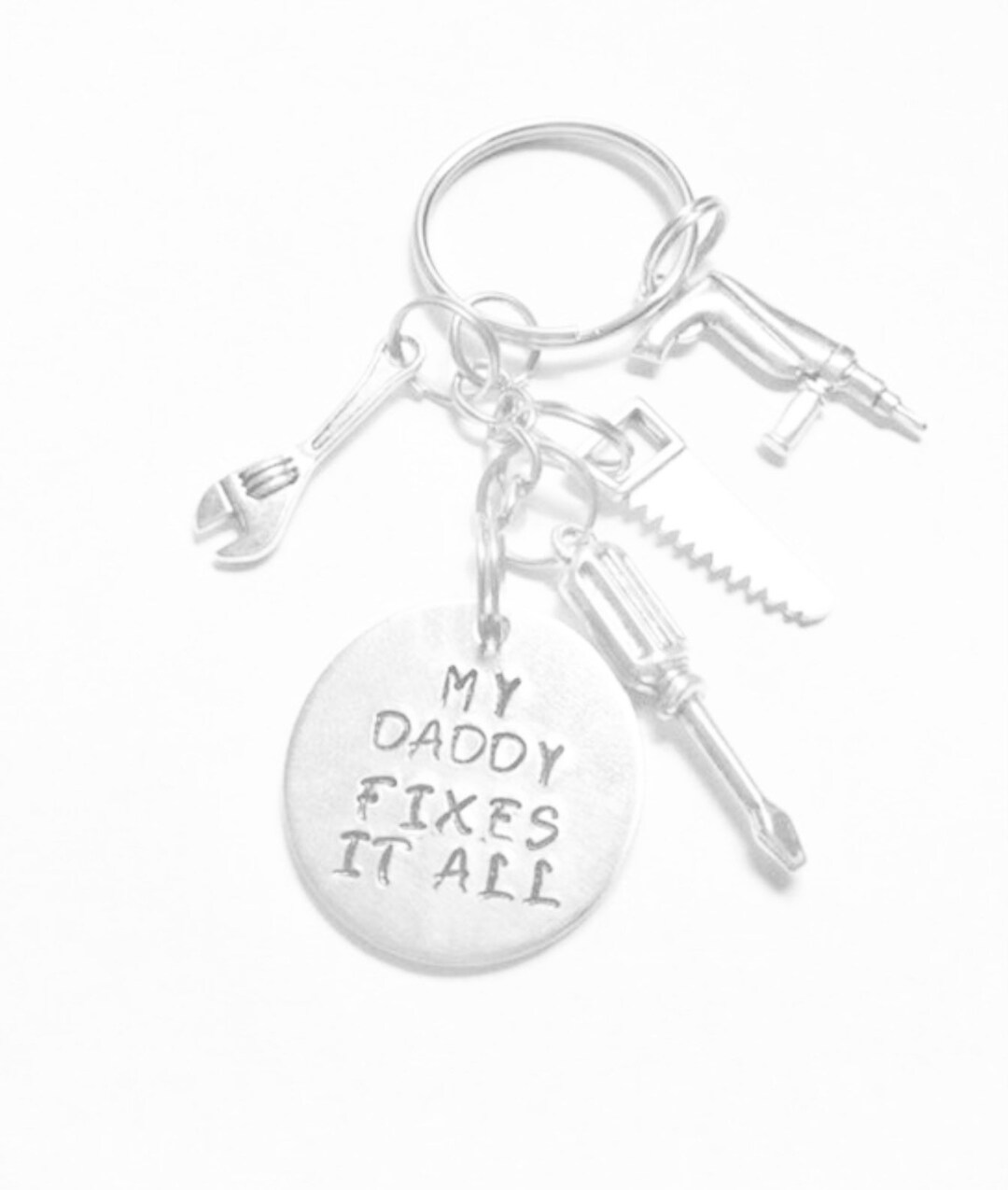 Daddy Keychain Handstamped Keychains Tool Charms Gather Etsy