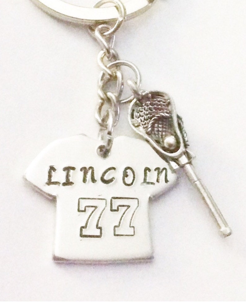 Lacrosse Handstamped Lacrosse keychain hand stamped keychain Etsy
